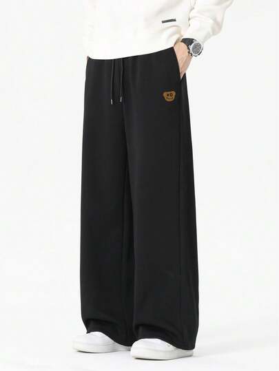 Manfinity Hypemode 男士卡通熊印花抽绳腰带口袋阔腿宽松休闲裤