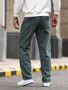 Manfinity Homme 男士纯色休闲百搭斜插口袋直筒牛仔裤 - 藍色 - 查看 2