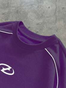 AXEPEAK Camiseta de manga corta de punto casual y holgada para hombre - Morado - Ver 4