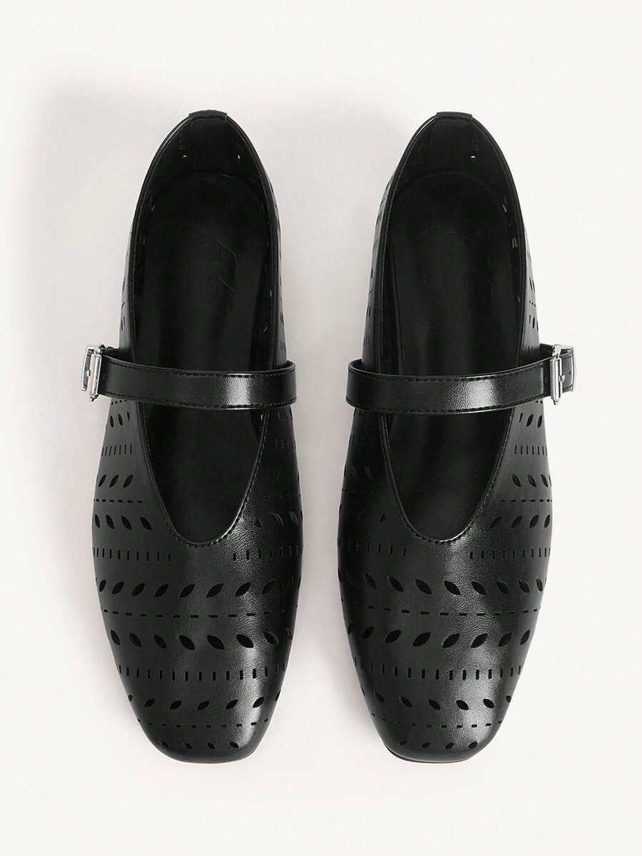 CUCCOO CHICEST 女士搭扣设计休闲时尚平底鞋 - 黑色 - 查看 1