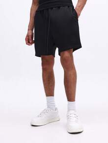 SUMWON Men's Drawstring Casual Shorts With Side Pockets Relaxed Fit Summer Comfortable Everyday Wear Basic Lounge Home Leisure Athletic Style - Black - View 1