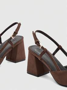 CUCCOO BIZCHIC Women's Classic Burgundy Pointed Toe Mid-Heel Slip-On Pumps, Versatile For Commute, Date, Party, Holiday, Wedding For Christmas Valentine's Day Spring Shoes - dark brown - View 8