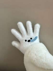 Joivida A Pair Of Winter Gloves, A Cute Snot Puppy, Simple Girl's Wool And Thickened Gloves, Cold-Proof Knitted Gloves, And Long Plush Warm Gloves, Suitable For Winter Commuting Warmth And Cold Protection, Valentine's Day - Multicolor - View 4