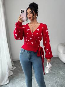 Franclia 新浪漫情人节氛围心形提花百搭时尚休闲女式开衫