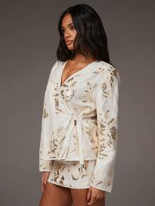 Athîral Women's Embroidered Sequin Patchwork Fitted Skirt - Multicolor - View 2