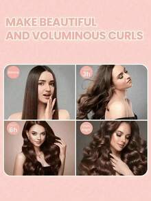 5件套/4件套/3件套发型设计套装+睡帽，免加热卷发器，方便实用，卷发工具，橡皮筋卷发器，睡眠发型设计工具，女士泡沫卷发器 - 酒紅色 - 查看 6