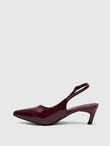 CUCCOO BIZCHIC Women's Pointed Toe Mid Heel Burgundy Backless Pumps, Minimalist Commuter Daily Versatile Office Shoes, Spring/Autumn Valentine's Day - Burgundy - View 9