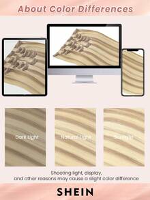 7pcs Seamless Clip In Human Hair Extensions, Beige Blonde Mix Medium Blonde With Platinum Blonde Hair Extensions Clip In Human Hair Invisible PU Skin Weft Natural Remy Human Hair Extensions - SP18/22/60 - View 11