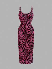 SHEIN EZwear Đầm maxi ôm sát dài, kiểu dáng tối giản, thích hợp cho mùa hè, họa tiết da báo. - Nhiều màu - Xem 5