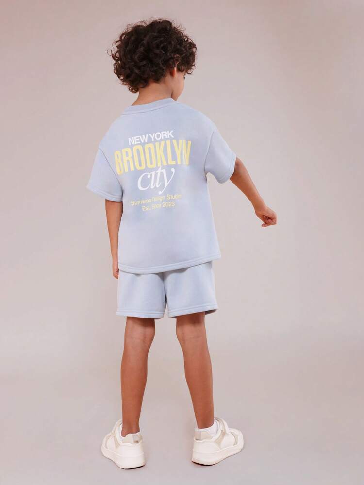 Oversized T-Shirt And Shorts Set With Brooklyn Print