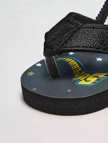 SUPERMAN X Cozy Pixies 1 Pair Summer Casual All-Match Cute Funny Beach Holiday Black Flat Toddler/Baby Slippers - Black - View 6