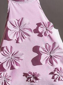 SHEIN 2pcs/Set Young Girl Graphic Print Round Neck Tank Top And Elastic Waist Pants, Casual Outfit Flower Set Summer Outfit Kids Young Girls Clothing Sets Summer - Purple - View 4