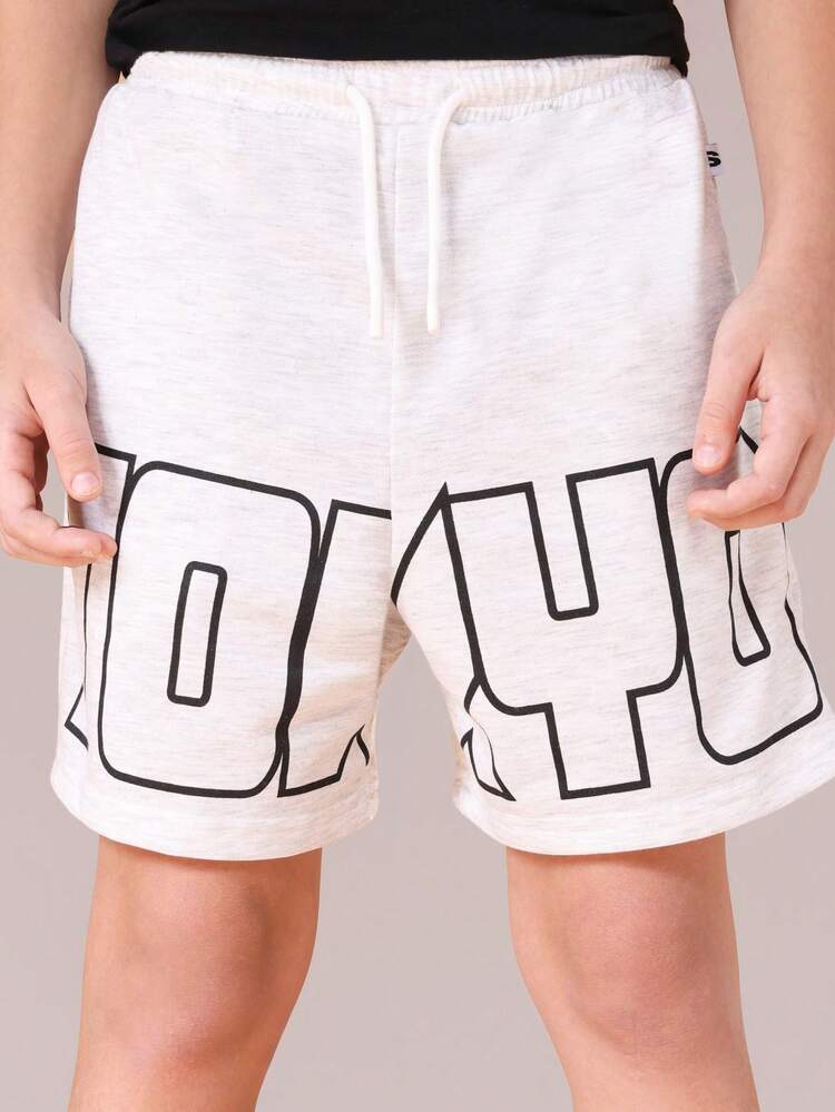 Pantaloncini in jersey con stampa del testo Tokyo