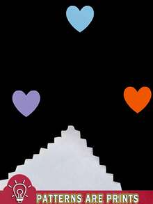 EMERY ROSE 色彩缤纷趣味爱心印花加大码女式V领长袖宽松T恤，适合情人节、度假/夏季/春季穿着。 - 彩色 - 查看 4