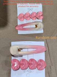 Zazumi 粉色爱心发夹套装，可爱侧刘海发夹，适合女性和女孩，卡通可爱发饰，适合细软发质和造型 - 漸變粉色 - 查看 9