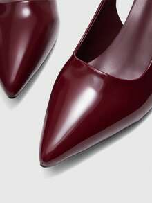 CUCCOO BIZCHIC Women's Pointed Toe Mid Heel Burgundy Backless Pumps, Minimalist Commuter Daily Versatile Office Shoes, Spring/Autumn Valentine's Day - Burgundy - View 6