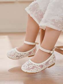 Cozy Pixies 1 Pair Spring/Summer Lace Cute Wedding Party Net Flat Princess Shoes For Girls - White - View 2