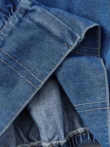 Sweetra Plus Size Fashionable Casual Batwing Sleeve Cropped Denim Jacket - Light Wash - View 5