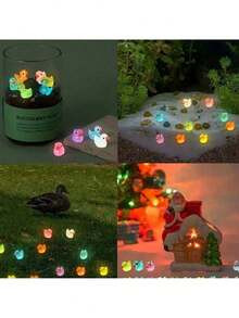 50/100只发光小鸭子迷你树脂鸭子，黑暗中会发光，可用于史莱姆、娃娃屋、花园装饰（多种颜色） - 彩色 - 查看 14