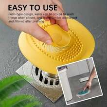 1pc Hair Catcher For Bathroom & Kitchen Sinks, Kitchen Sink Press Floor Drain, Sewer Deodorizing Cover, Sealed Sink Strainer, Household Bathroom Hair Stoppers, Drainage Filter, Easy-Install, Multi-Color, Swirl Design Drain Strainer Plug To Prevent Clogging And Odors, Drain Hair Catcher, Kitchen Accessories Tool - Multicolor - View 5