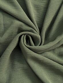 Ceyna Women's New Round Neck Short Sleeve Pleated Back Chiffon Cuffed Elegant Casual Blouse, Spring/Summer - Green - View 7