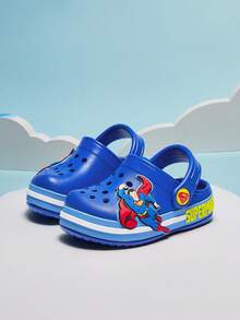 SUPERMAN X Cozy Pixies 1 Pair Fashionable, Cute & Versatile Blue Summer Slip-On Outdoor Beach Non-Slip Flat Toddler Boys/Infant Sandals - Blue - View 4