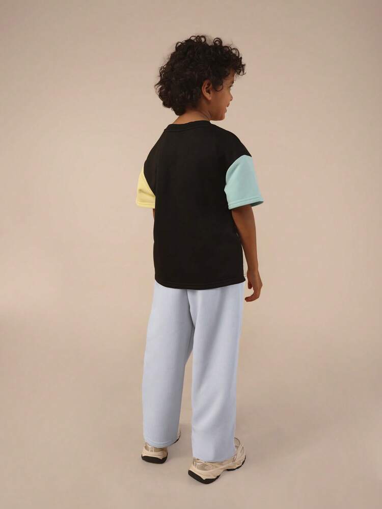 Color Block T-Shirt With Tracksuit Pants Set