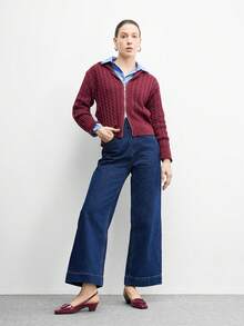 CUCCOO BIZCHIC Burgundy Square Toe Backless Mid-Heel Buckle Strap Women Shoes, Chunky Heel - Burgundy - View 4