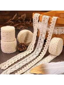 10M Cinta de encaje con borde de encaje, material de tela para decoración, manualidades DIY con ribete de encaje, Navidad Día de San Valentín - Multicolor - Ver 1