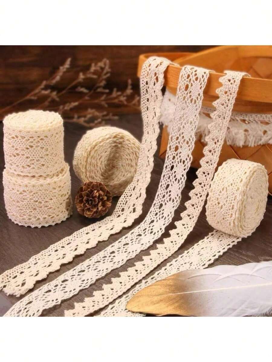 10M Cinta de encaje con borde de encaje, material de tela para decoración, manualidades DIY con ribete de encaje, Navidad Día de San Valentín - Multicolor - Ver 1