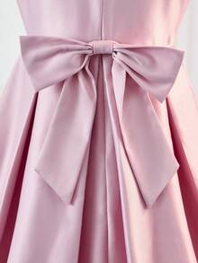 SHEIN Tween Girl Casual Elegant 3D Floral Collar Waist Cinched Dress, Princess Dress, Pink Party Dress Suitable For Party, Wedding, Holiday, Pink Dress, Wedding Season, Birthday Party, Valentine's Day, Pink Flower Collar Dress, Pink Puffy Dress Girls, Pink Formal Dress For Kids, Elegant Pink Dress Kids, Girls Collared Dress - Pink - View 11