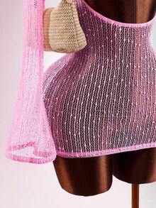 Amplova Women's Romantic Pink Beach Starfish Bikini With Sheer Cover-Up Set - Pink - View 6