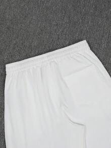 Manfinity Homme Men's Drawstring Waist Pockets Straight Loose Casual Pants - White - View 3