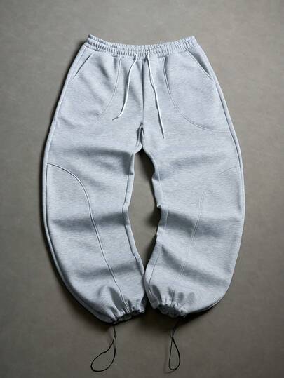 STYNVO Erkekler için Düz Renk, Büzgülü Bel Cepli, Bol Kesim Eşofman Altı