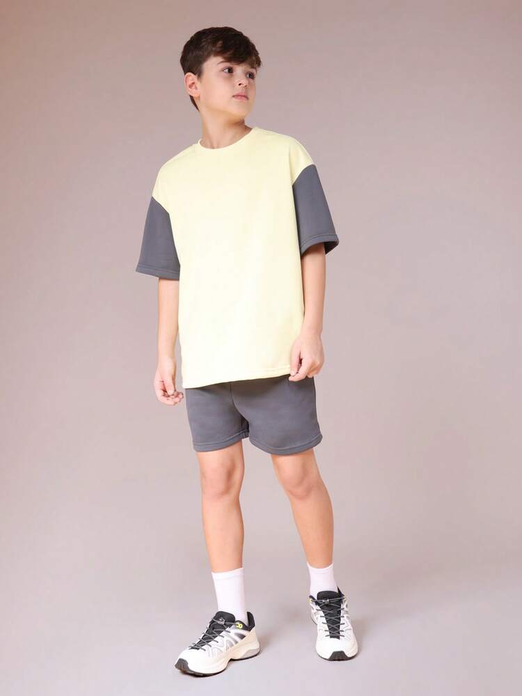 Color Block T-Shirt And Shorts Set