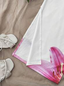 少女休闲碎花吊带背心和迷你裙套装 - 白色 - 查看 6