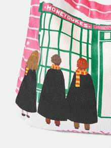 HARRY POTTER X SHEIN 1 pezzo Borsa a spalla con stampa all-over e grande capacità, adatta per campeggio, viaggi, shopping, scuola, lavoro e altre occasioni. - Rosa - Visualizzare 4