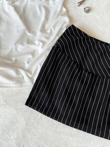 Elamini Gonna mini a righe versatile e alla moda per uso quotidiano e pendolarismo - nero - Visualizzare 5