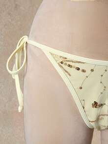 Bellisia Women's Summer Beach Sequin Patchwork Halter Tie Fashionable Tankini Swimsuit Set - Multicolor - View 6