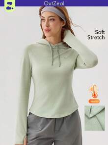 OutZeal Women Winter Thermal Outdoor Sweatshirt Green Daily Casual Long Sleeve With Thumbhole - Green - View 11