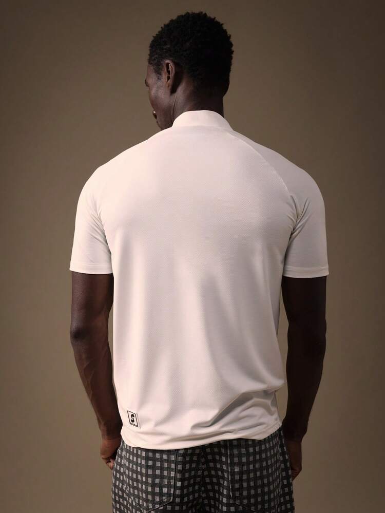 Mock Neck Raglan Sleeve Tee With Chest Logo