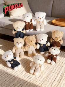 4.7英寸可爱腮红吊带裤小熊毛绒钥匙扣挂件，带可爱腮红的吊带熊玩具，情人节、毕业礼物、派对小礼物、DIY手工、圣诞礼物、可爱装饰、圣诞装饰品 - 彩色 - 查看 1