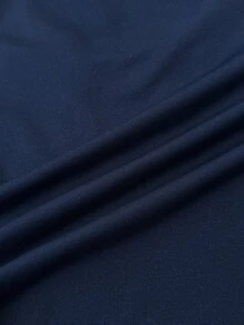 SHEIN Tween Girls' Blue Knit Ruched Bust Lace Trim Form-Fitting Long Sleeve Versatile T-Shirt Top - Navy Blue - View 6