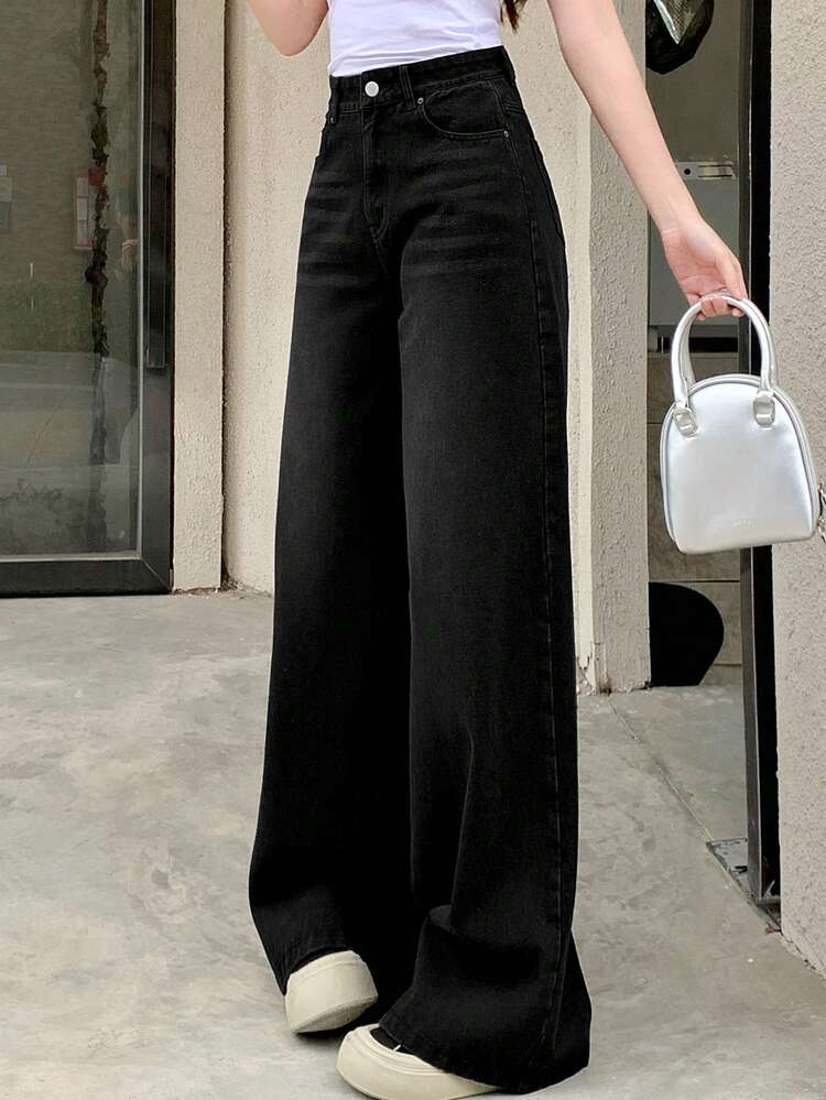 Women's Casual Loose Korean Style Washed Denim Jeans