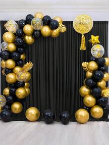 5英尺 x 7英尺/8英尺/10英尺 无褶皱涤纶摄影背景布，适用于派对、婚礼、生日和其他场合 - 黑色 - 查看 4