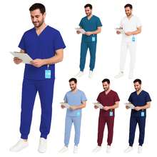 Conjunto Quirúrgico de Dos Piezas Cómodo, Estilo Limpio, Resistente y transpirable, Versátil para Uso Diario Profesional - AZUL REY - Ver 5