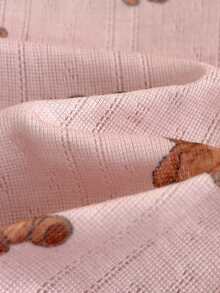 Loomiva Newborn Baby Boy/Girl Cartoon Bear Pattern Knit Soft Round Neck Ruffle Trim Long Sleeve Cardigan And Elastic Waist Pants 2-Piece Set Wildflower Baby Clothes Pajama Baby Set Baby Silk Pajamas Baby Pj Set