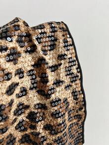 Elamini 女士性感蕾丝拼接豹纹串珠吊带背心，性感炸弹风 - 彩色 - 查看 5