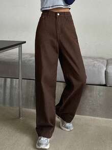 DAZY Slant Pocket Jeans - Coffee Brown - View 4