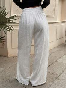 Livesso Women's Casual Everyday Commute Simple Versatile Solid Color High Waist Pleated Loose Wide Leg Pants - White - View 2